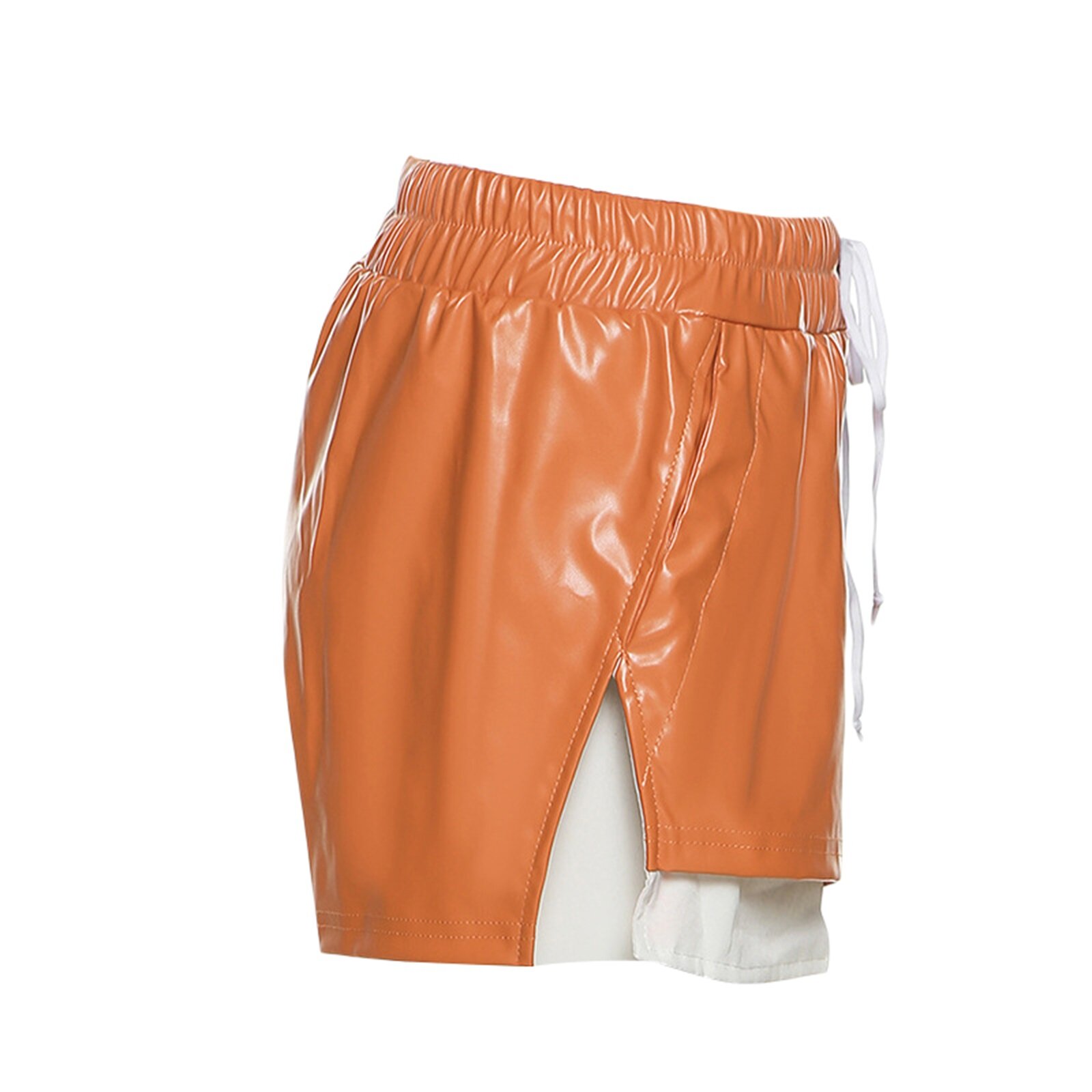 Women's Shorts, Solid Color/Contrast Color Patchwork Drawstring Elastic Waist Short Pants, Casual Simple Style Bottoms