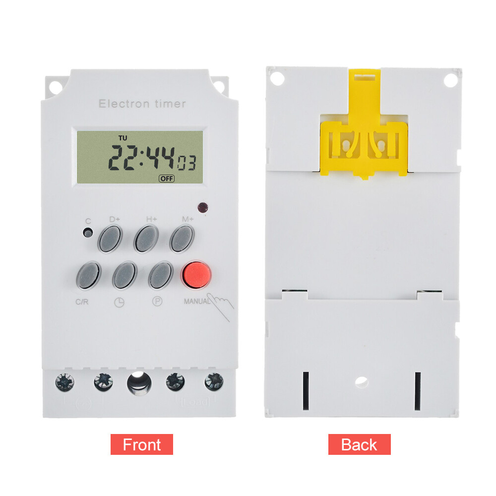 KKmoon AC 220V 25A Digital Programmable Timer Din Rail Electronic Timer Time Switch Controller with LCD Display Clock