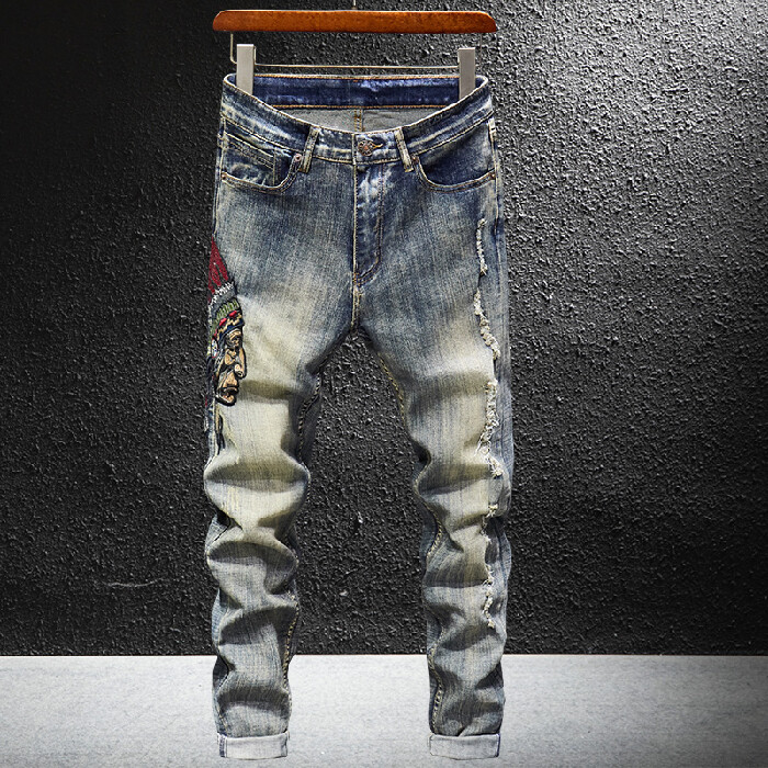 Indian embroidered jeans men's pants