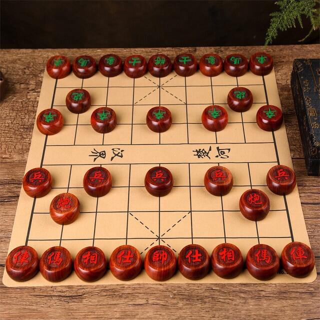 Chinese Chess Set Solid Wooden Pieces Chessman Portable Travel Family Board Game Set For Kid Chess Gift Puzzle Toy