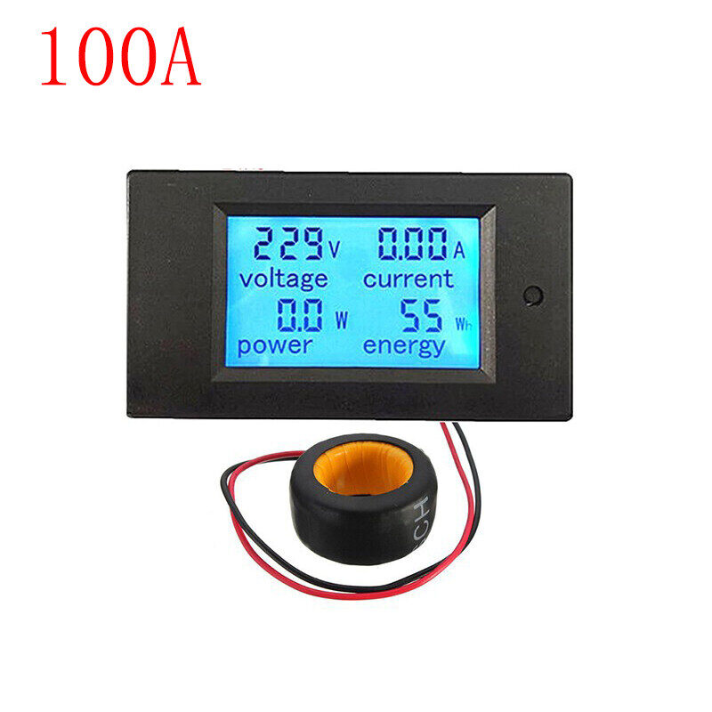 Digital ac current voltage meter 80v-260v 220v 20a 100a lcd digital display energy voltmeter ammeter watt current amps volt meter monitor