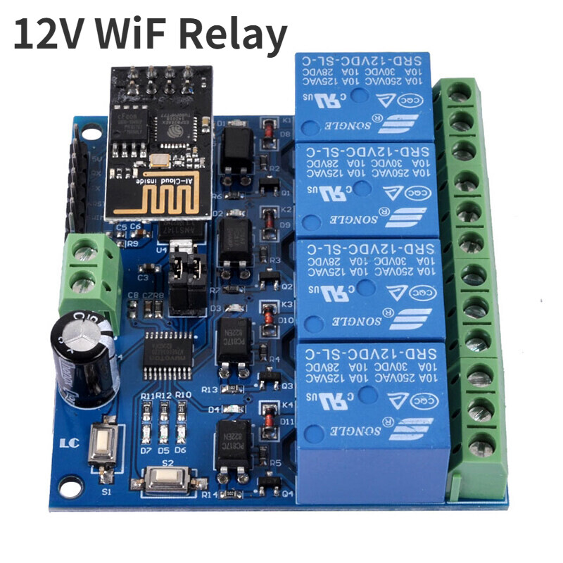 Esp8266 esp-01 wifi module for smart home iot smart furniture application controller 4 channel wifi relay dc 12v