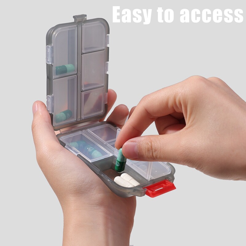 10-grid Mini Pill Storage Box Travel Portable Double-layer Folding Pill Box