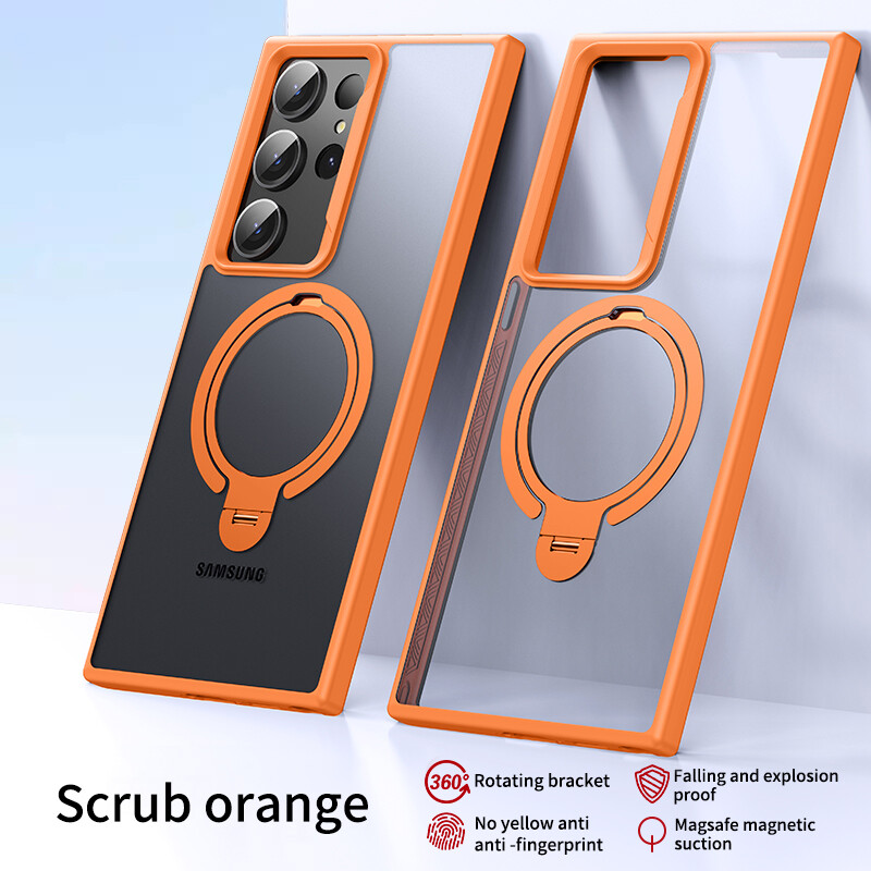 For Samsung Galaxy S24 Ultra S23 Ultra S24+ Case with 360° Rotating Bracket Magnetic Suction Shockproof Armor Ring Stand Back Solid Hard PC Case