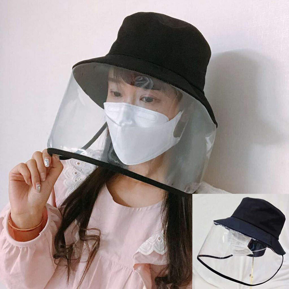 Full Face Protect Shield Fisherman Hat Anti-Fog Safety Face Mask Guard for Camping Hiking Fishing Travel with Transparent Cover