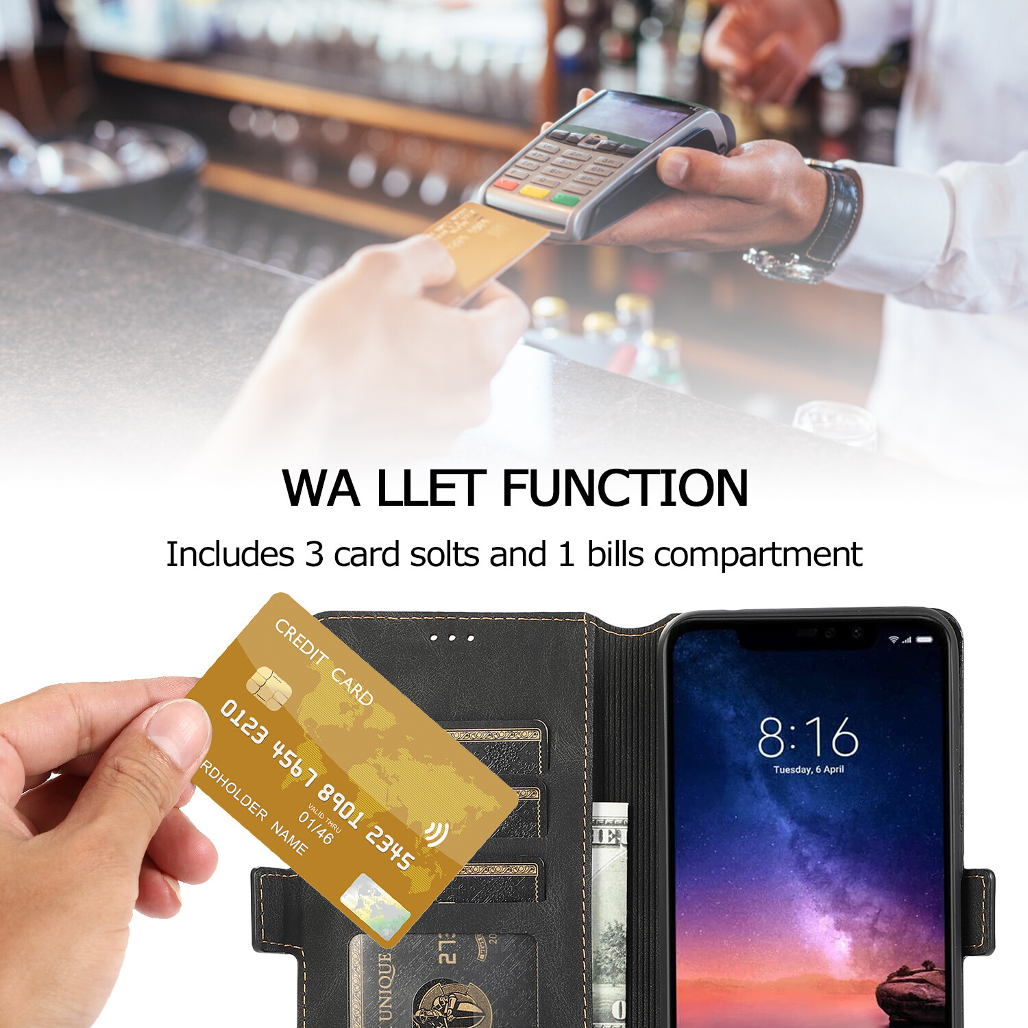 Ốp Cho Xiaomi Redmi Note 5 Pro/Redmi Note 6 Pro/Redmi Note 7 Pro Bao Da Dạng Ví Lật, Giá Kẹp Đóng Nam Châm Vỏ Bọc Khe Cắm Thẻ