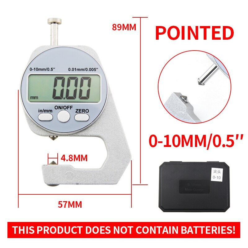 Diymore Digital Display Thickness Gauge Zinc Alloy Electronic LCD Micrometer Metric Imperial Wall Thickness Measurement Tools 0-10/20mm