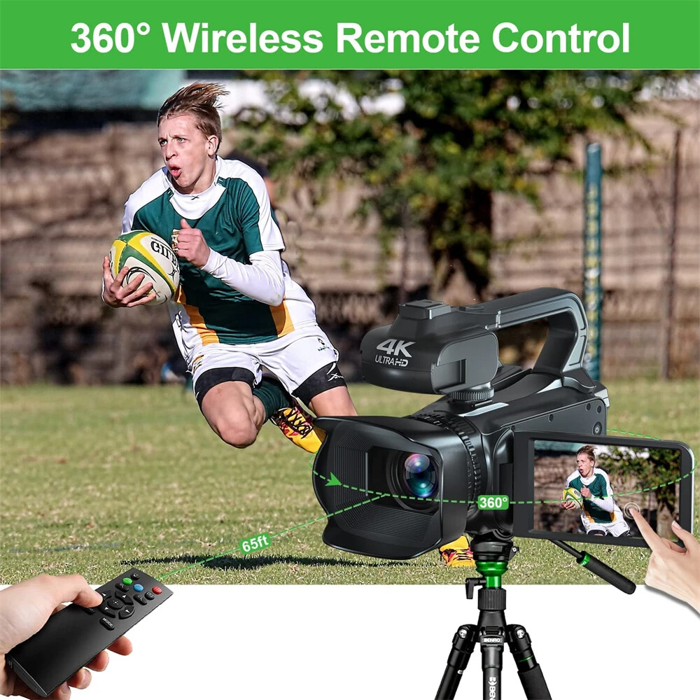 Ekleva Đầy Đủ 4K Máy Quay 64MP phát trực tiếp Chuyên Nghiệp máy quay video kỹ thuật số Streaming tự động lấy nét Nhiếp Ảnh Vlog Ghi 4 "Màn Hình Cảm Ứng