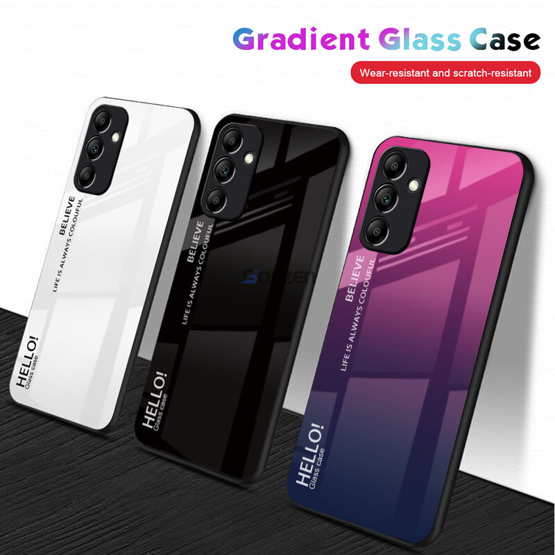 Đối với Samsung Galaxy A14 5G Vỏ bằng kính cường lực Gradient chống va đập Vỏ bảo vệ toàn diện Mặt sau