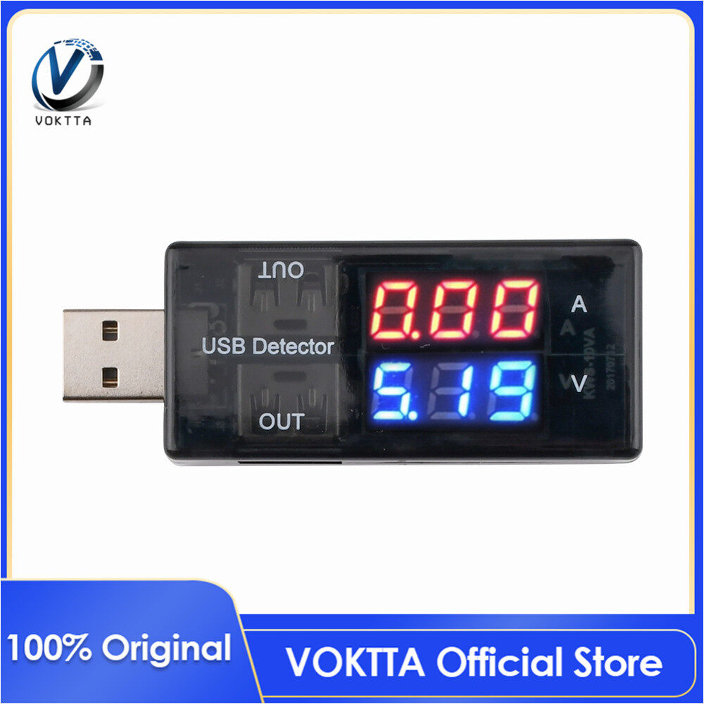 Original VOKTTA Dual USB Current Voltage Charging Detector Tester Battery Voltmeter Ammeter Charger For Factories Mini USB Tester Charger Doctor Voltmeter Ammeter Mobile Power Charging Current Voltage Meter