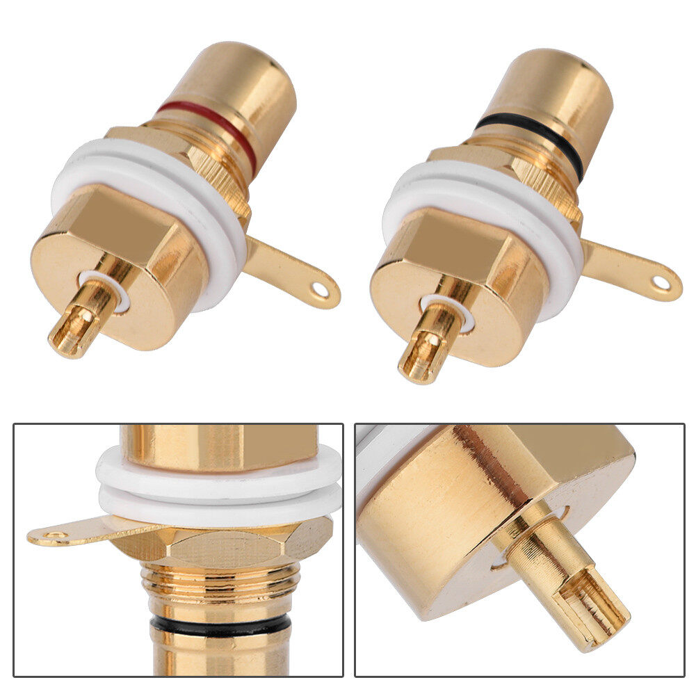 2 Cái Mạ Vàng Đồng Bảng Điều Khiển RCA Gắn Nữ Jack Terminal Ổ Cắm Kết Nối Âm Thanh