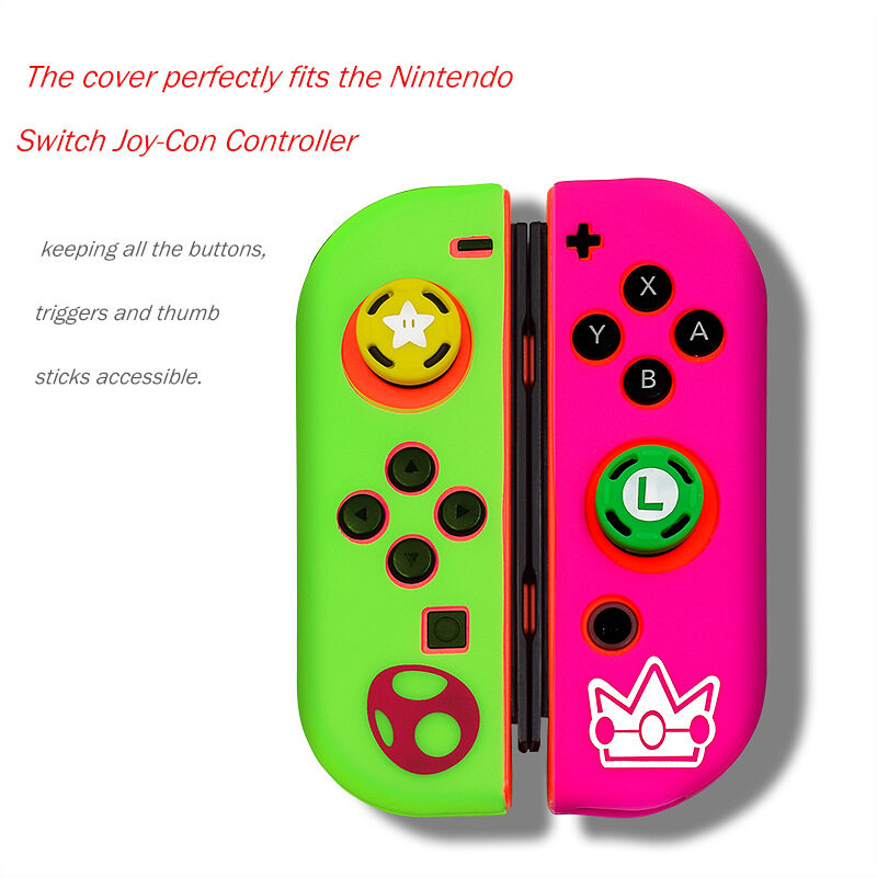 VAORLO Protective Case for Nintend Switch Joycon Cover Solft Silicone Case with Thumbstick caps for Nintendo Switch Controller Grip Joy-con Cover