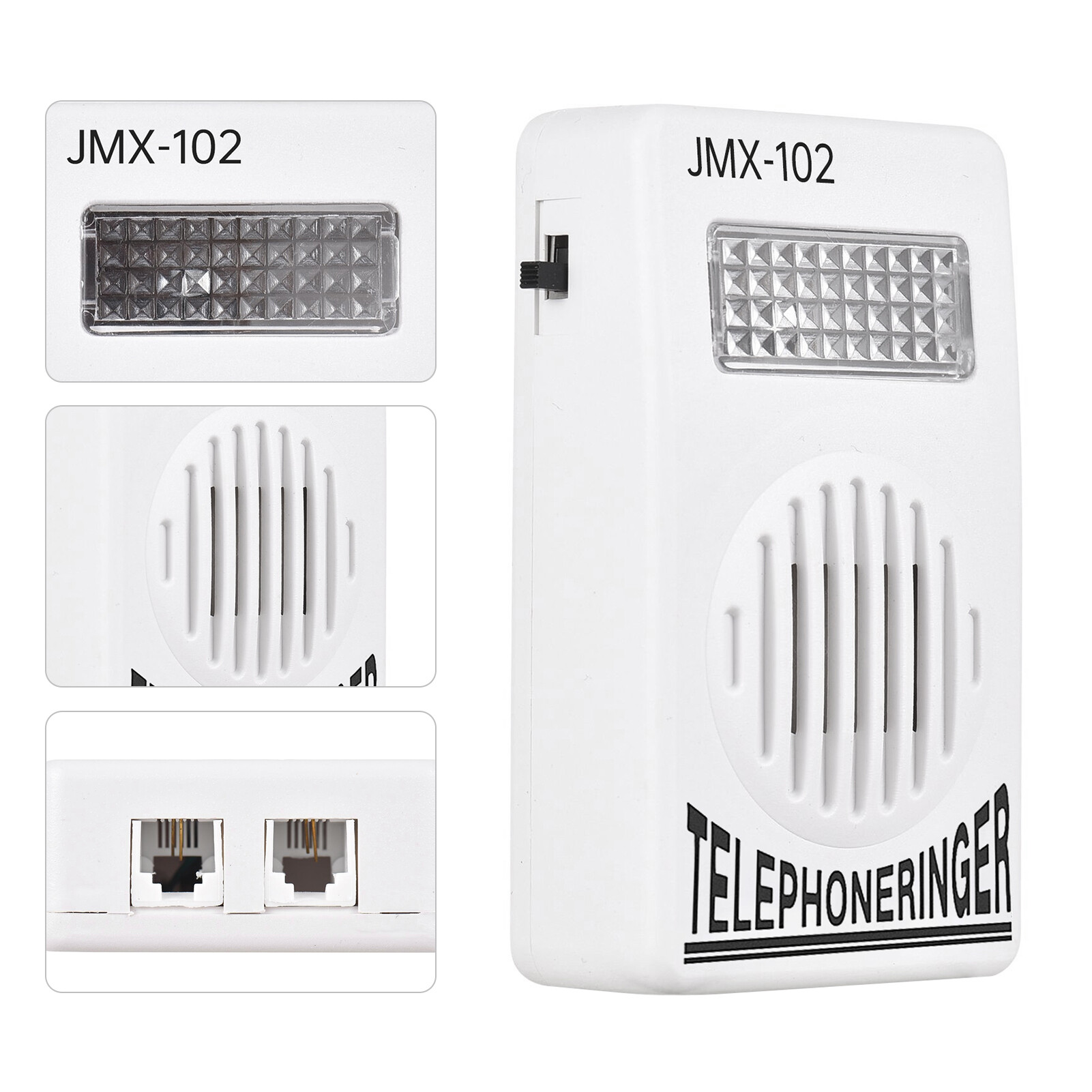 Bosto chuông điện thoại lớn Bộ khuếch đại 70dB chuông đèn nhấp nháy trợ giúp chuông có đèn flash phù hợp cho Điện thoại cố định kết nối 6p2c loại gắn tường Batt-ery-Miễn phí