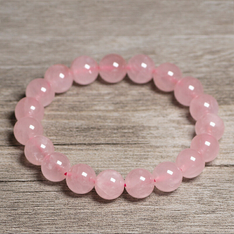 Natural Pink Crystal Bead Bracelet Madagascar Hibiscus Single Circle Lucky Peach Blossom Healing