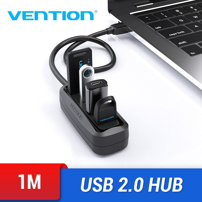Hub Usb 2.0 Bộ chia 4 cổng USB 2.0 có đèn LED chính hãng Vention - Hub USB cho máy tính, PC, Laptop, Macbook, Máy tính bảng, Điện thoại VAS-J43