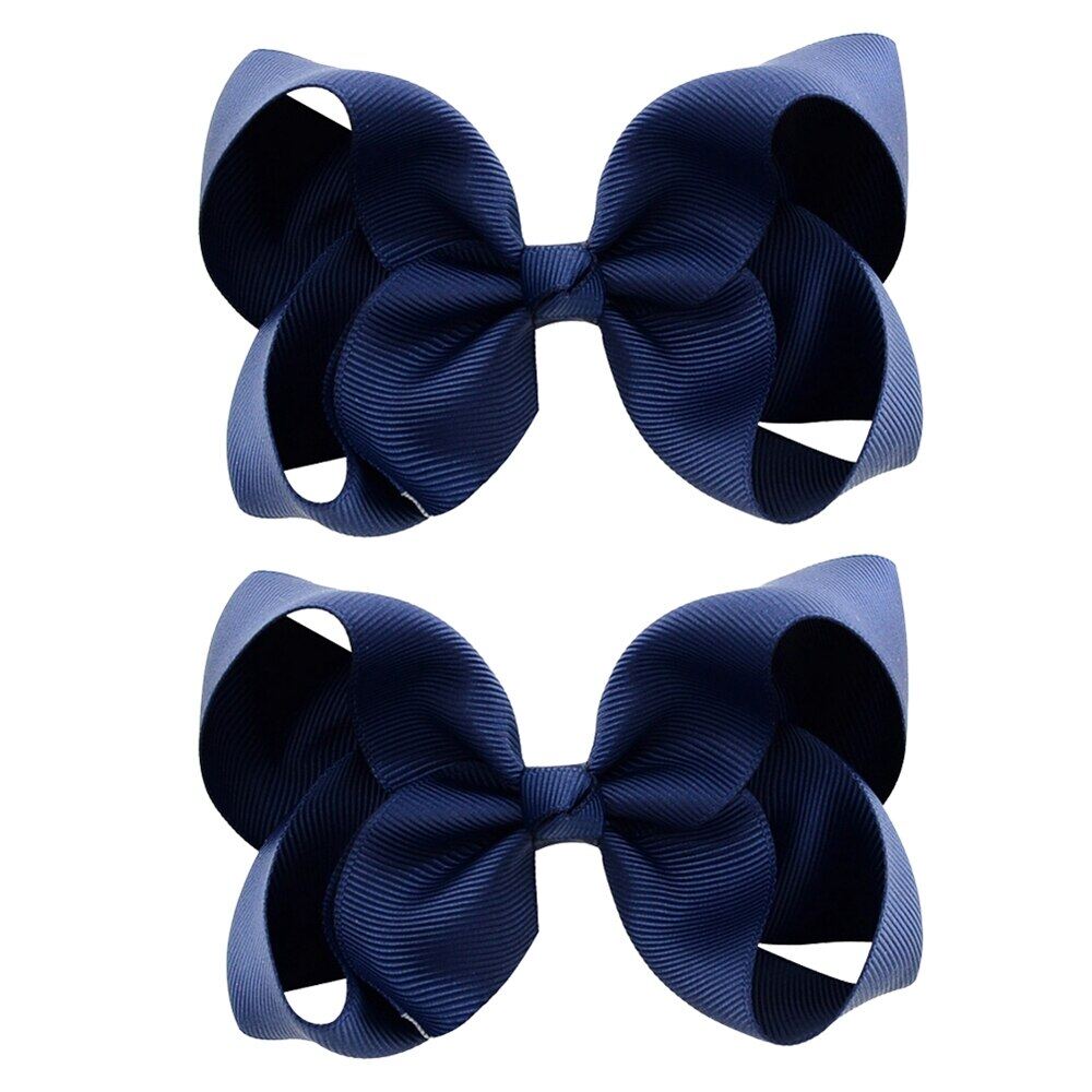 Kidsbows 2Pcs/Set 4Inches Solid Color Bow Hair Clip For Kids Girls Ribbon Bowknot Hairpins Barrettes Boutique Headwear Hair Accessories