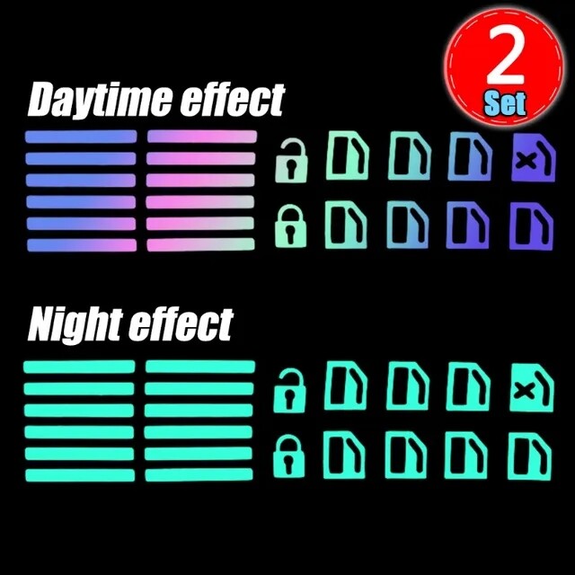 Luminous Car Window Button Sticker Door Window Lifter Switch Night Fluorescent Decals Car Interior Decoration Auto Accessories