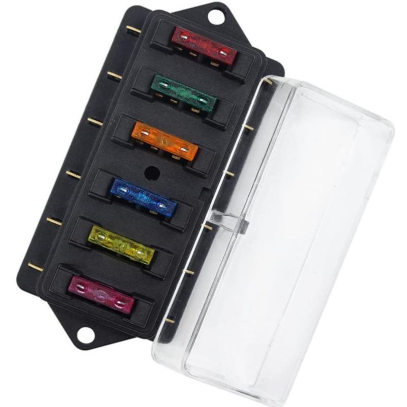 Asahi 6 way circuit standard ato blade fuse box dc 12v/24v car fuse block holder fuses
