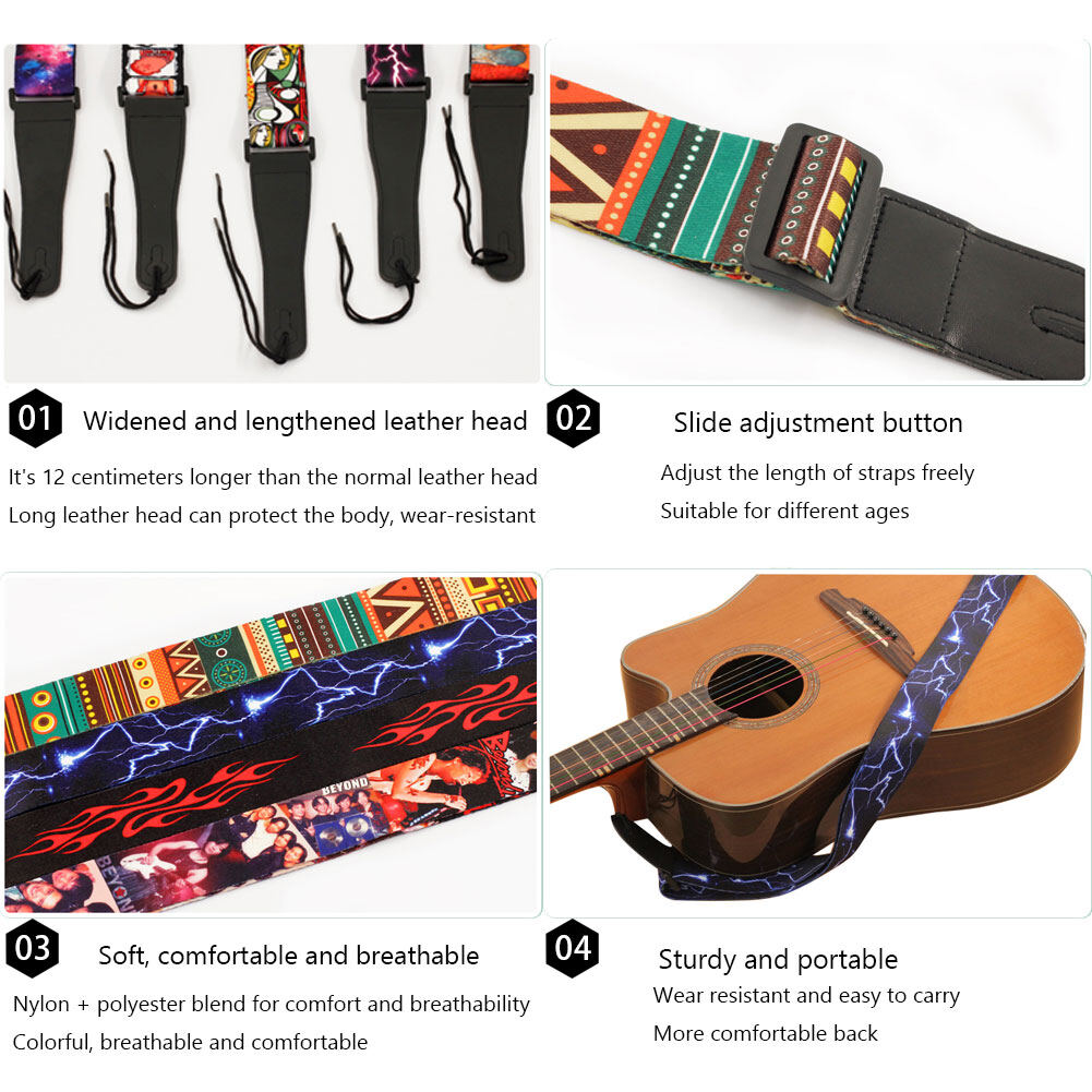Creative Adjustable Guitar Strap for Electric Bass Guitar 5 Colors Optional