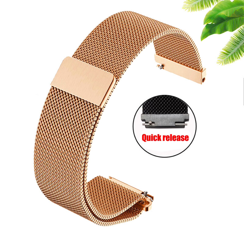 Dây Đeo Vòng Từ Tính Milanese Dây Đeo Tháo Nhanh Bằng Thép Không Gỉ 16/18/20/22Mm Cho Samsung Galaxy Watch 4 5 44Mm 40Mm Huawei Gt 2/3 Pro Watchband