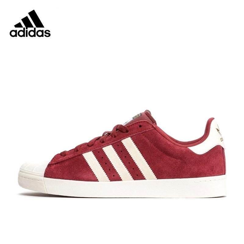 Adidas Clover Superstar Vulc ADV รองเท้าผ้าใบสเก็ตบอร์ดผู้ชายรองเท้าวิ่งผู้หญิงรองเท้าลำลองกันลื่นน้ำหนักเบาสวมใส่ได้สีแดง