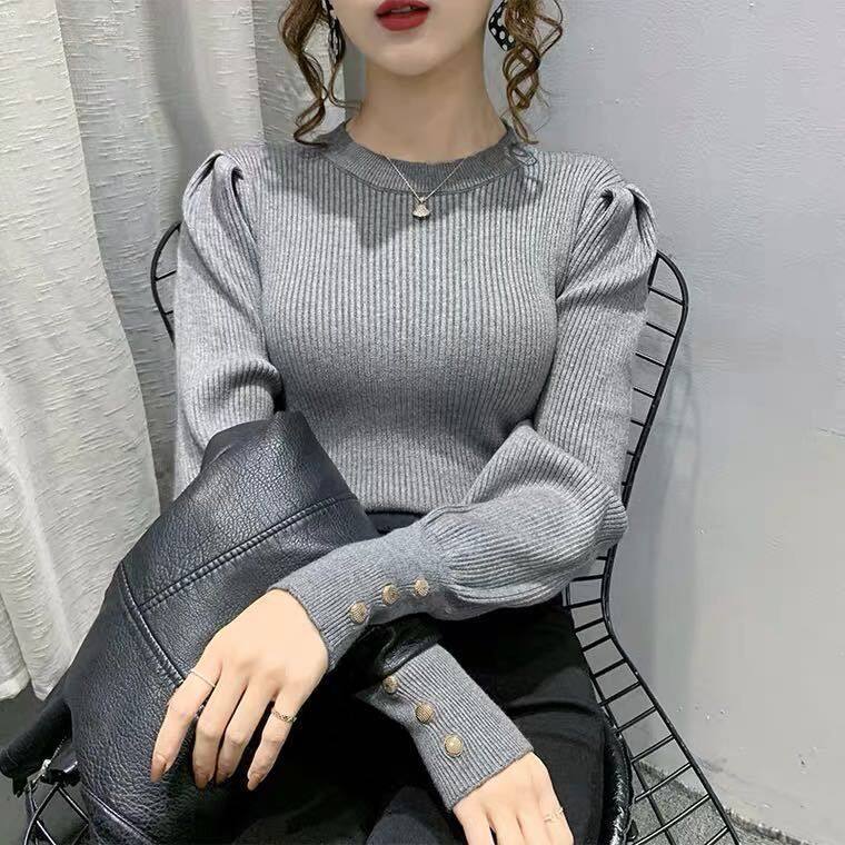 Ladies Sweater Autumn/winter Puff Sleeve Sweater Knit Sweater Women Loose Pullover Long Sleeve Top Women Korean Bottoming Shirt