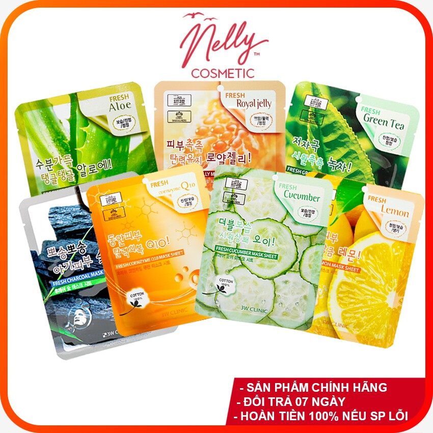 Combo 10 mặt nạ dưỡng da - mặt nạ giấy collagen/ong chúa /lô hội.../ 3w clinic mask sheet 23ml