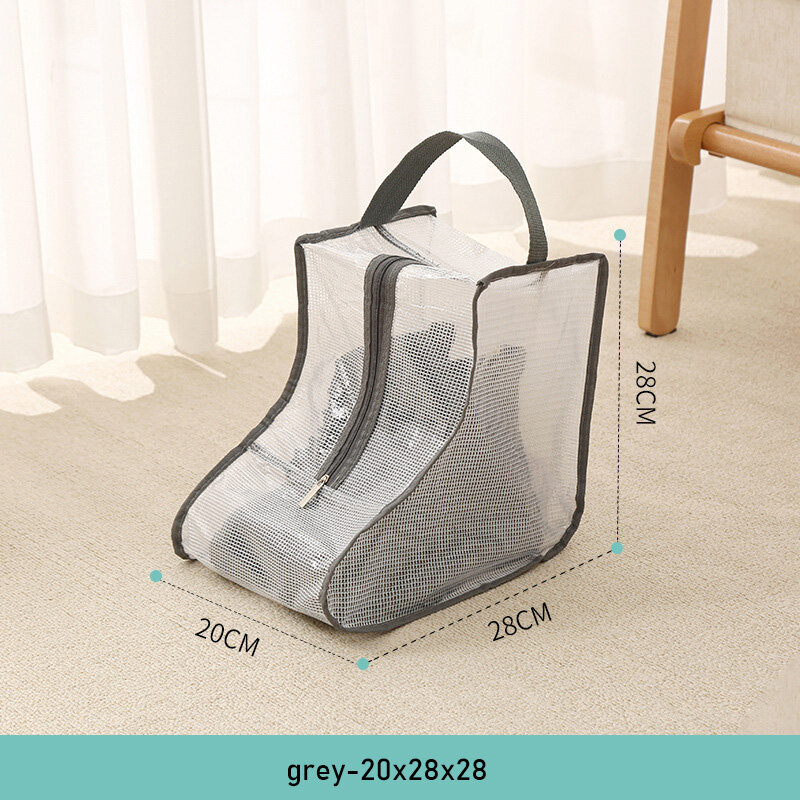 KS Shoe storage bag, transparent PVC clip-net shoe bag, long and short moisture-proof boots, dustproof bag, with zipper storage shoe bag