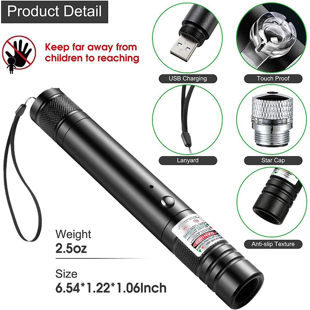 BC 10000m USB Charging Laser Torch Green Laser Pointer High Powerful Dot Single Starry Burning Match