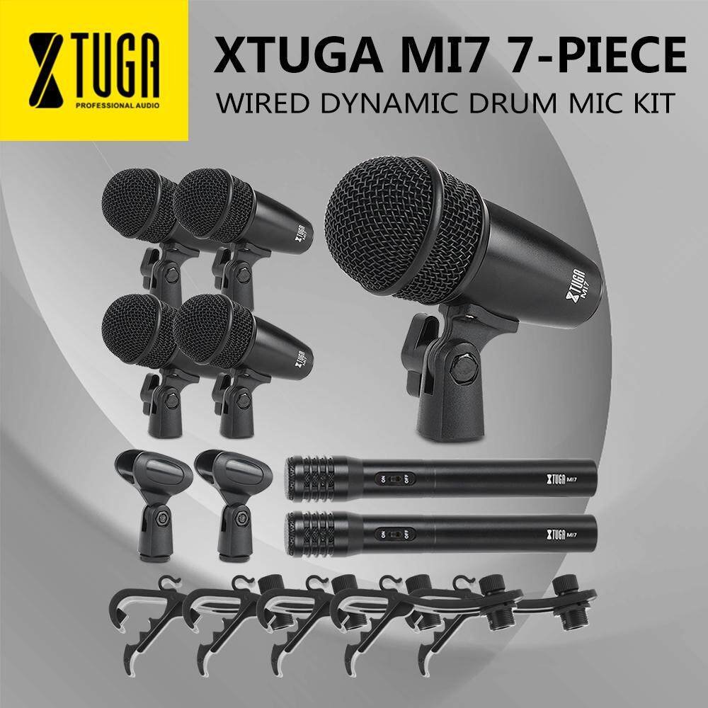 Use For Drums Inserts Vocal Mics Holder XTUGA NEW MI7 7-Piece Metal Wired Dynamic Drum Mic Kit- Kick Bass Other Instrument Complete with Thread Clip Tom//Snare /& Cymbals Microphone Set
