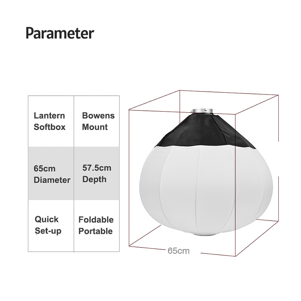Andoer Hộp Tản Sáng Đèn Lồng 65Cm/26Inch Hộp Mềm Gấp Gọn Hình Cầu Phụ Kiện Chiếu Sáng Video Chụp Ảnh Studio Lắp Đặt Nhanh