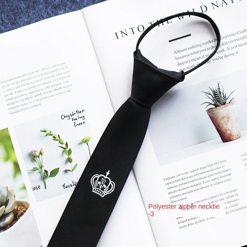 2022 Polyester Zipper Lazy Tie LOGO Printed Mark Tie
