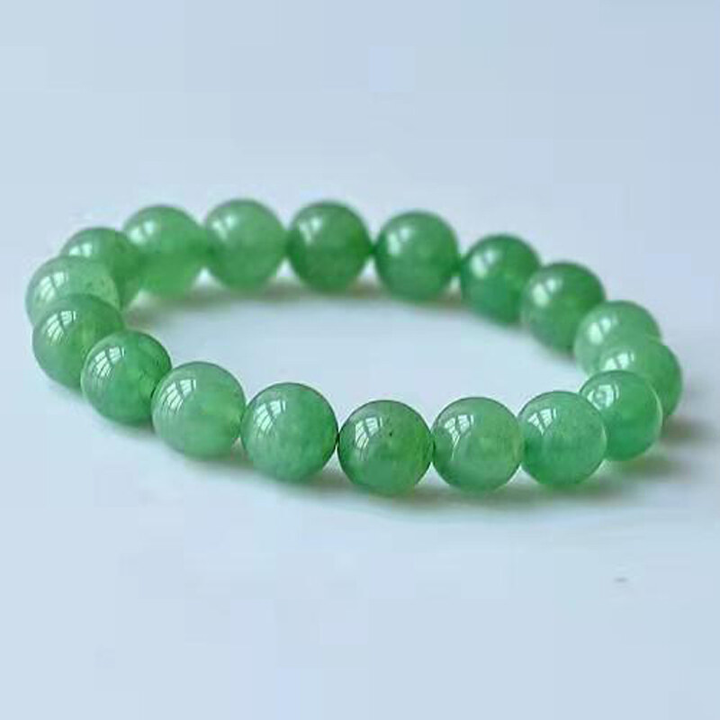 Natural Dongling jade bracelet Round beads Light green jade bracelet Fashion couple
