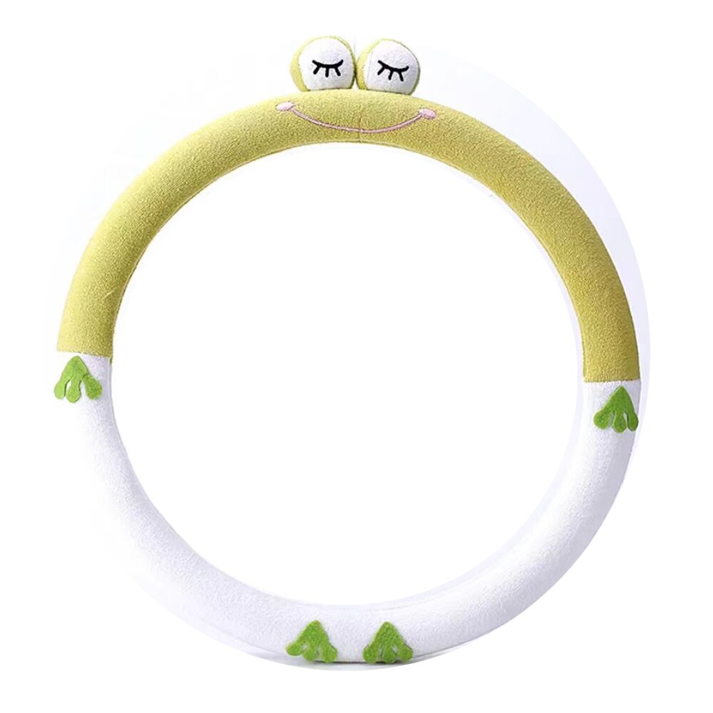NEW OnSale General Creative Car Cute Steering Wheel Cover Cartoon Short Plush Handlebar Universal Plush Steering Wheel Cover Girls Frog
