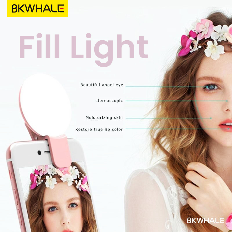 BKWHALE SF02 Sạc Mini Selfie Bổ sung Ánh sáng LED Flash Máy ảnh Điện thoại di động Selfie Ring Light