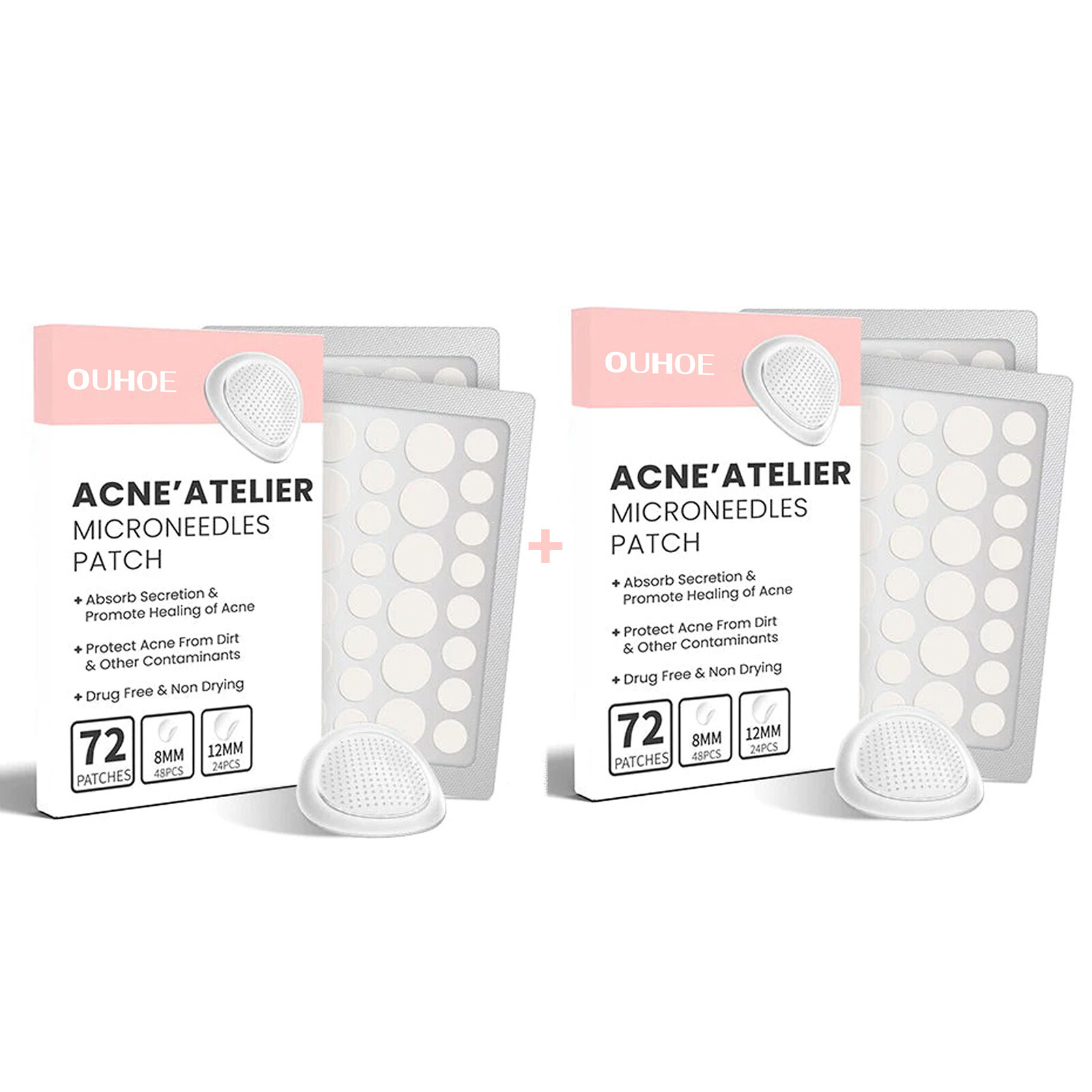 OUHOE Invisible Pimple Patches For Face Pack Of 72 Dots For Spots Microneedles Blemish Patch Pimple Patches Zit Stickers Fast Acting Acne Patches Removal Pimple Anti-Acne Hydrocolloid Patches Spots Marks Concealer Repair Sticker Waterproof