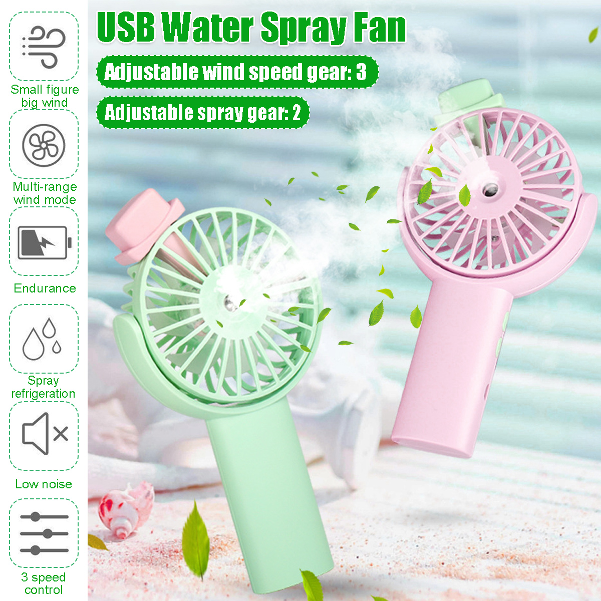 Handheld+Desktop Base Water Spray Fan 