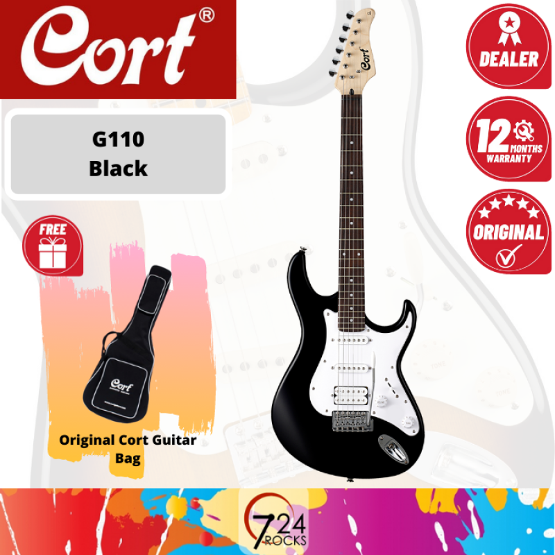 724 ROCKS Cort G110 G-Series Stratocaster Electric Guitar , Black Malaysia