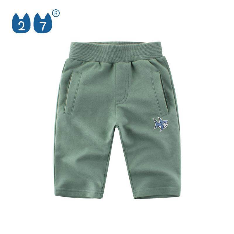 27kids short pants for kids boy seluar pendek bola budak lelaki celana Boys' Shorts Boys shorts cotton boy clothing clothes green trousers (Free gift cartoon stickers)