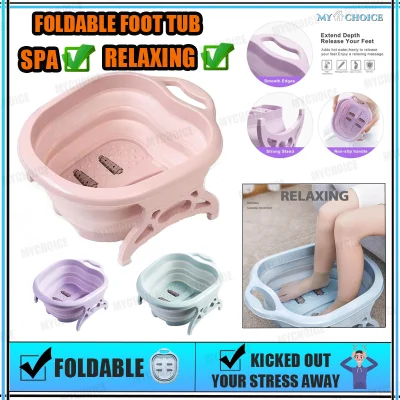 【FOLDABLE】Foot Bath SPA Feet Wash Soak 4 Roller Massage Bucket Hot Water Tungku Kaki Healthy Care Relaxing Leg Detox 泡腳桶