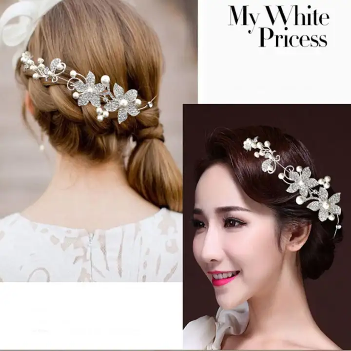 1 New Trinket Wedding Party Women Hairband Pearl Hairpins Crystal