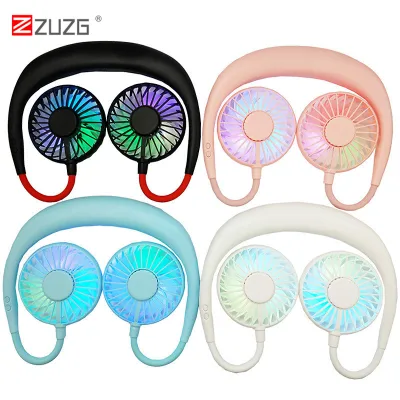 ZUZG Mini USB Portable Fan Neck Fan Neckband With Rechargeable Battery Small Desk Fans handheld Air Cooler Conditioner for Family