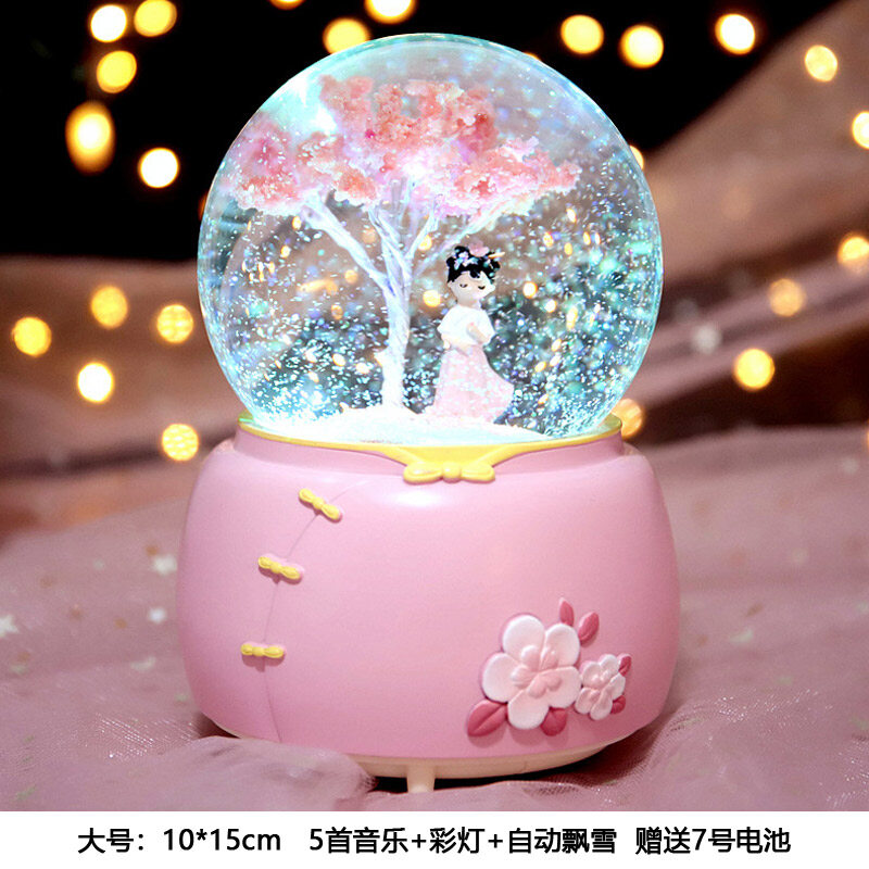 Quả Cầu Pha Le Cute Kitty Kt Cat Snowflake Music Box Crystal Ball Decoration Little Girl S Birthday Present Lazada Singapore