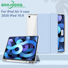 GOOJODOQ Cho iPad Air 4 Ốp Lưng 2020 Mới Cho iPad 4 10.9 Inch Ốp Lưng Bút Trong Suốt Mờ Ốp Da Có Rãnh Vỏ Bảo Vệ