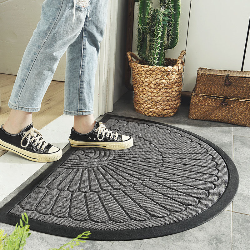 Door Mat Entrance Semicircle Rubber Floor Mat Dustproof and Non-Slip Kitchen Floor Mats Bathroom Hallway Rugs Welcome Mats Outdoor Mat Household Entrance Wear-Resistant Mat Gate Carpet
