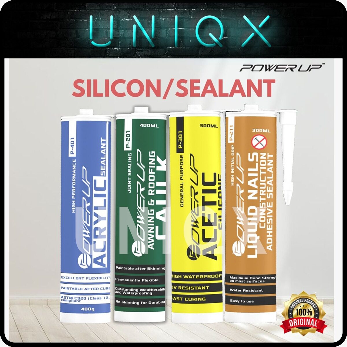 Uniqx Silicone Sealant & Adhesive Sealant Gap Filler Liquid Nail Awning
