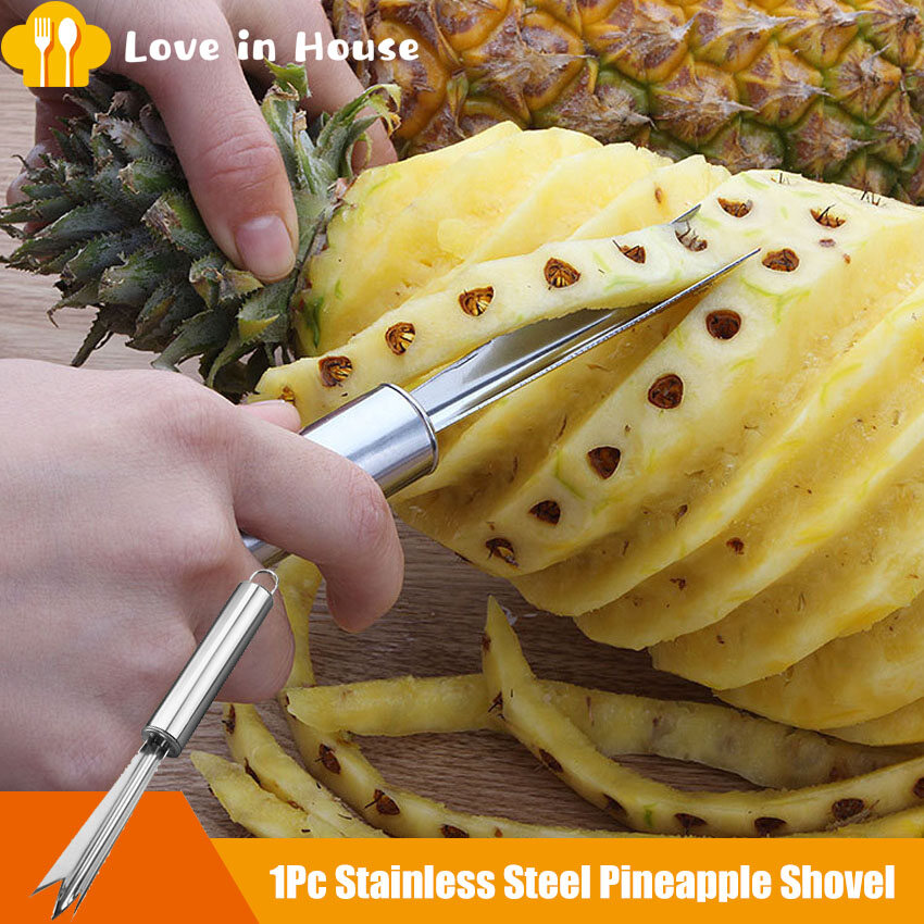 1Pc Pineapple Shovel Portable Fruit Tool Stainless Steel Pineapple Fork Non-Slip Handle Pineapple Peeler 1