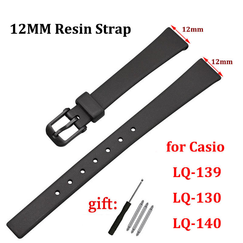 12MM Resin Watch Strap for Casio LQ-139 LQ-130 LQ-140 Rubber Strap 12mm Ultra-thin Women's Soft and Breathable Replacement Strap