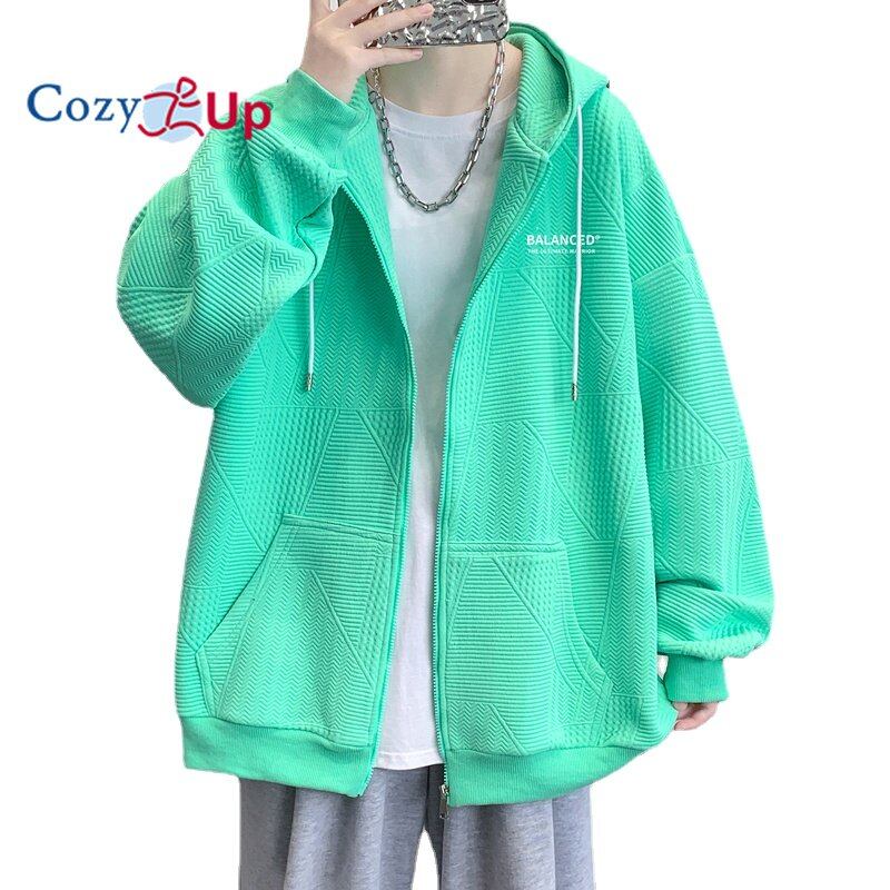 Cozy Up Men's Long Sleeve Jacket Casual Solid Color Lapel Zip Access Cardigan