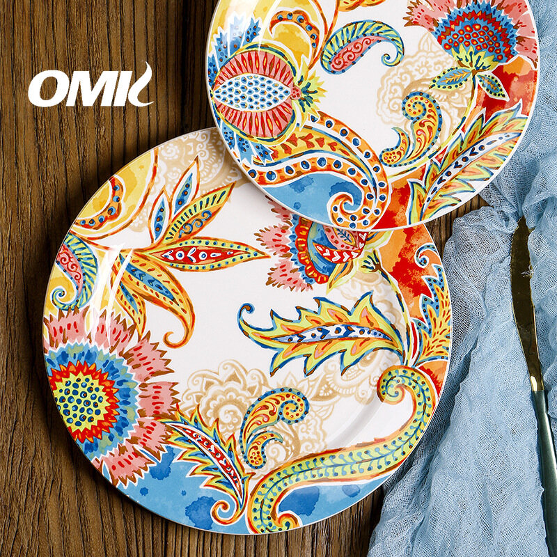 Omk Thổ Nhĩ Kỳ Phong Cách Bohemian underglaze Bộ đồ ăn bằng gốm Bộ đĩa ăn tối
